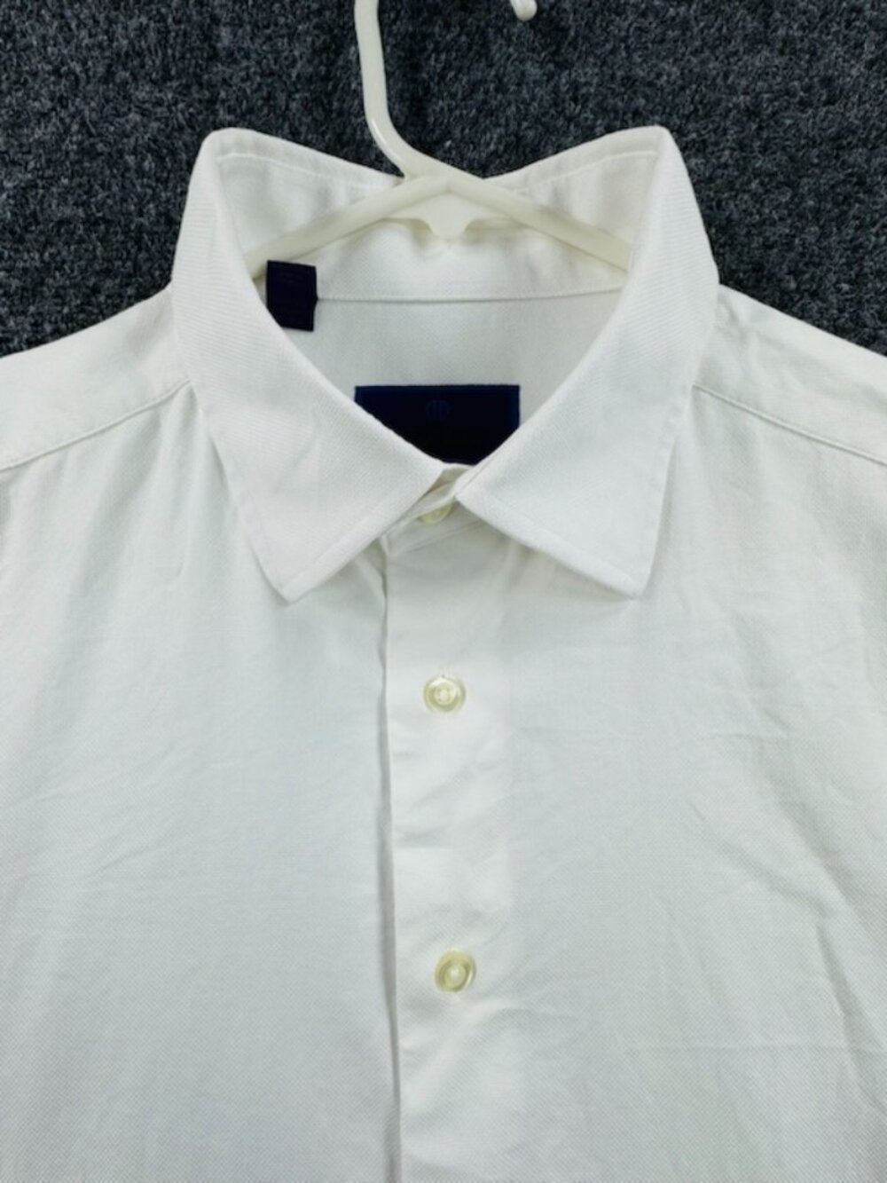 David Donahue 17.5 34/35 Trim Men White Cotton Business Button Up Long Sleeve